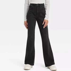 Universal Thread Women's High-Rise Flare Jeans Black Wash Long Size 14